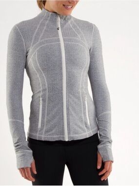 Lululemon Define Jacket Thick Lined Womens 8 NWOT Ghost Herringbone Gray